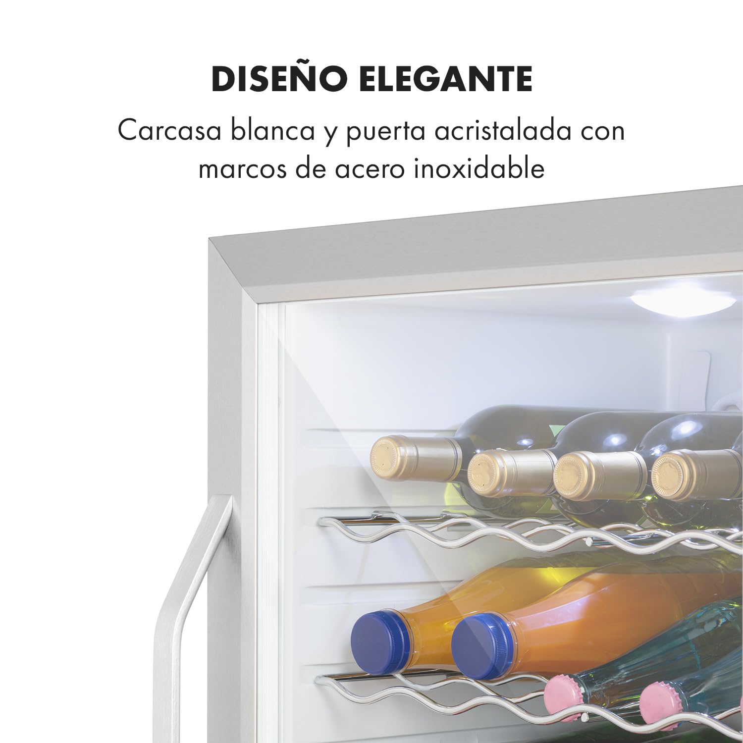 KLARSTEIN Nevera Pequeña Portatil Electrica para Bebidas, Mini Frigorifico con Estantes y Puerta de Cristal Habitaciones, 60L
