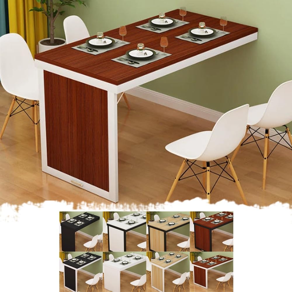 KLGFBDC Folding Wall-Mounted Table for Home Office & Kitchen - Drop Leaf Space-Saving Table (Teak 120x40cm/47.2x15.7in) - Perfect for Small Spaces Compact Design