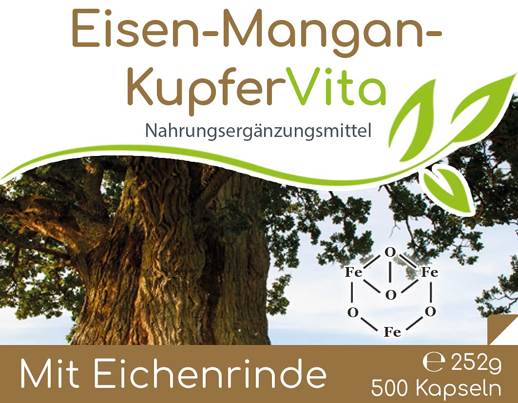 Cellavita – Eisen-Mangan-Kupfer Vita 300 Kapseln – Mineralstoffkombination zur täglichen Unterstützung – Mineralstoffkomplex mit hochwertigen Spurenelementen – Nahrungsergänzungsmittel zusatzstofffrei