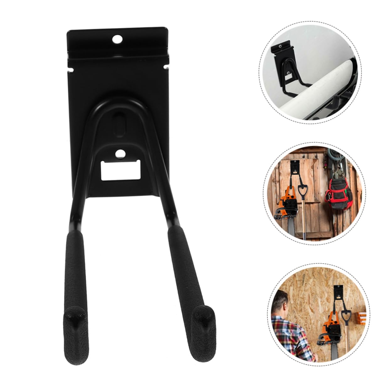 Vaguelly Ganchos de Garaje Resistentes de Hierro Negro, 2 Piezas, 8 Pulgadas, para Pared, Ideales para Colgar Herramientas Garaje