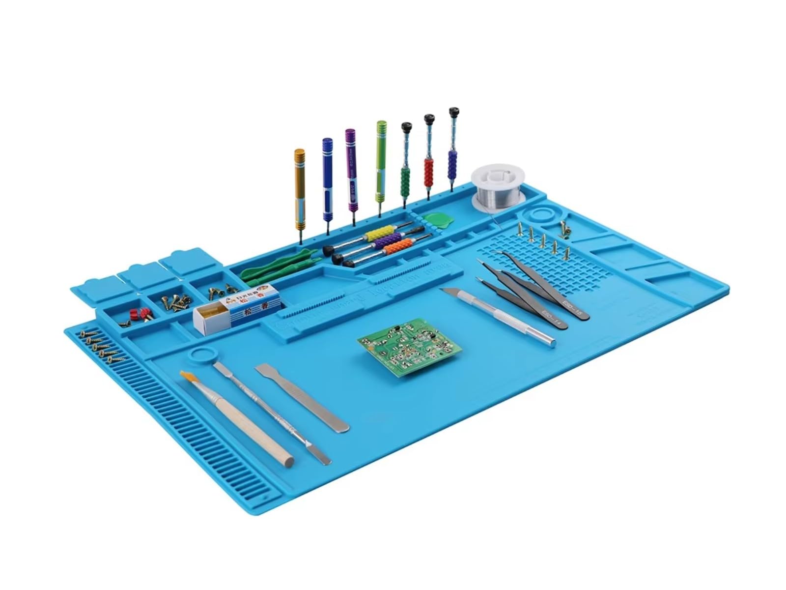 Monte Lua Isıya Dayanıklı Silikon Tamir Onarım Lehim Matı Pedi Magnetli-Antistatik (45X30 Cm), Tamir Matı