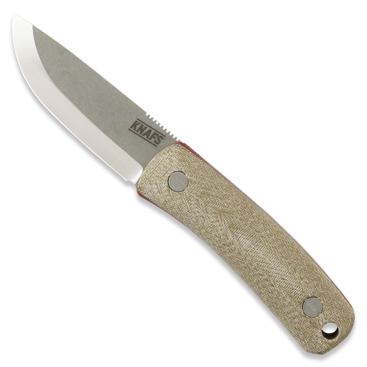 Knafs - Lulu Fixed Blade Knife for Camping and Hunting with Sheath - Micarta and Red G10 Handle - Stonewash CPM MagnaCut Blade