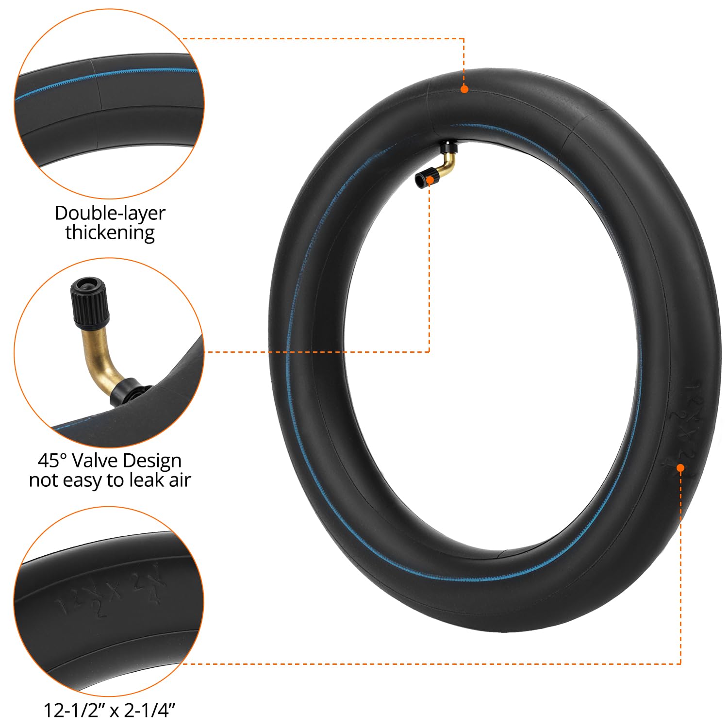 QWORK 2 Piezas 12.5x2.25 Cámaras de Aire para Bicicleta, 12 1/2 x 2 1/4 para Scooters Eléctricos