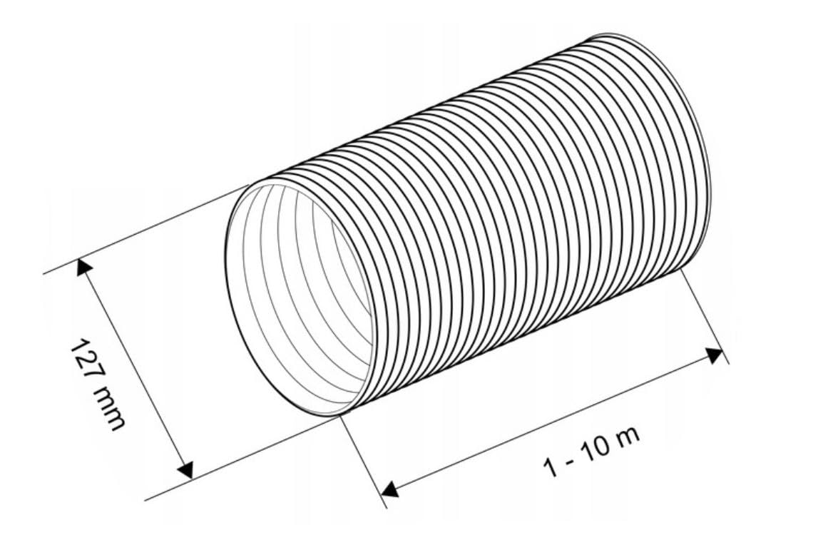 SYSTERM Tubi flessibili in alluminio per ventilazione Ø125 mm. Tubo flessibile flessibile in alluminio flessibile tubo di ventilazione lunghezza 10 m. Intervallo di temperatura: da -30 °C a +140 °C