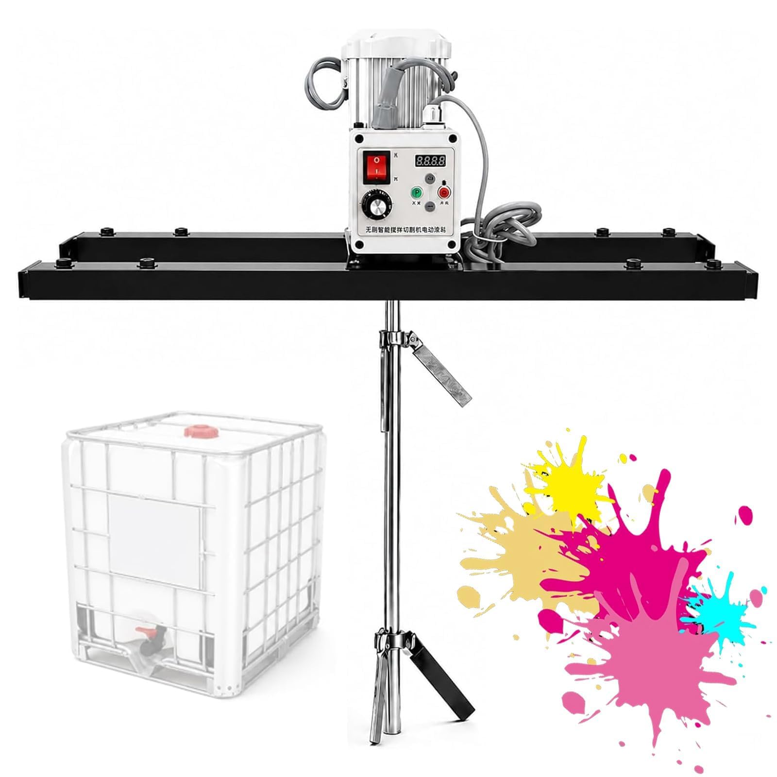 YZDKJZ 2100w Ibc Air Agitator, 1000l Pneumatic Paint Mixer, Adjustable 200-3000rpm High Torque Stirrer, With Stainless Steel Folding Impeller, For Paint Ink Coating Chemical Mixing