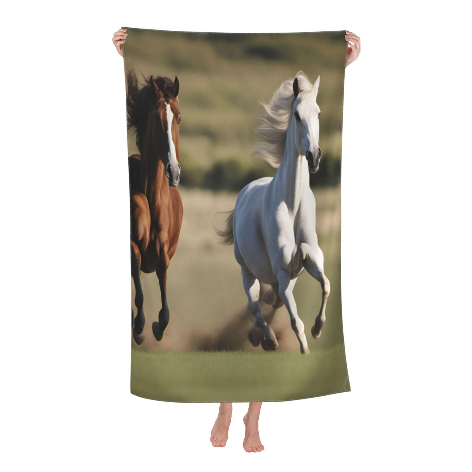NImongt Running Horses Print Oversized Adult Beach Towel For Travel Weekend Getaways Festivals Camping Trips