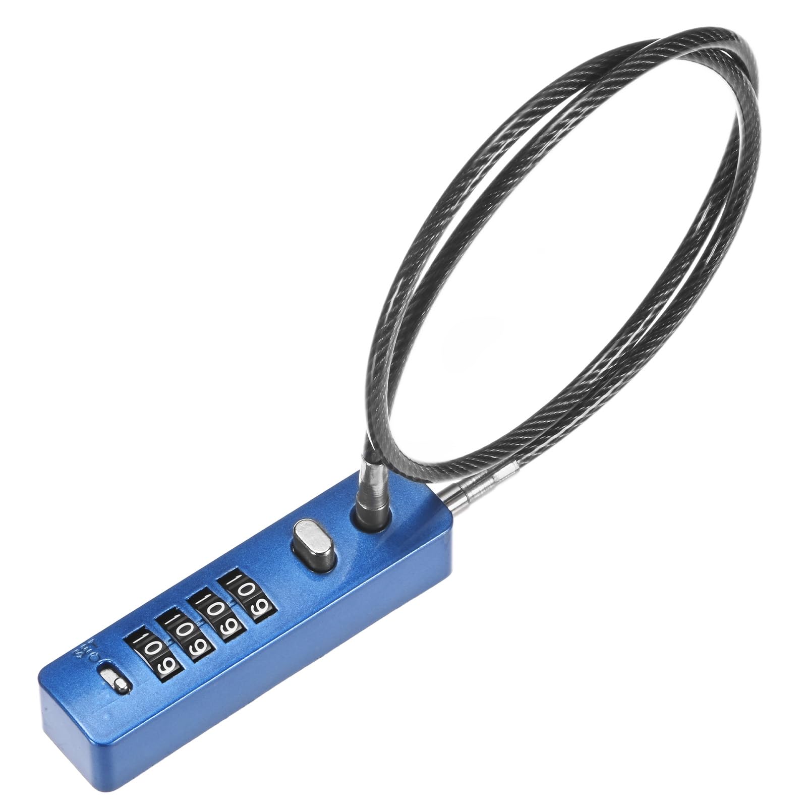 M METERXITY Gate Locks for Outdoor Fence, 11.81IN Heavy Steel Cable Rope Keyless 4-Digit Combination Lock for Gate/Cabinet/Snowboard/Bike/Locker, Resettable Code Security Cable [Blue]