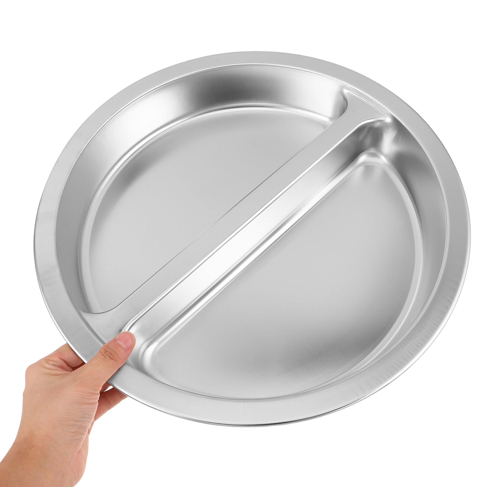 Plato de Buffet Redondo de Acero Inoxidable de 6 L con Doble Compartimento, Diseño Higiénico y Elegante para Fiestas y Hoteles Profesionales