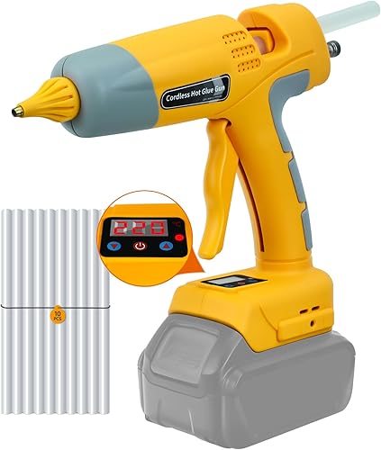 Pistola de pegamento caliente inalámbrica para batería Dewalt de iones de litio de 18 V20 V, pistola de aire caliente de 100 W con pantalla digital