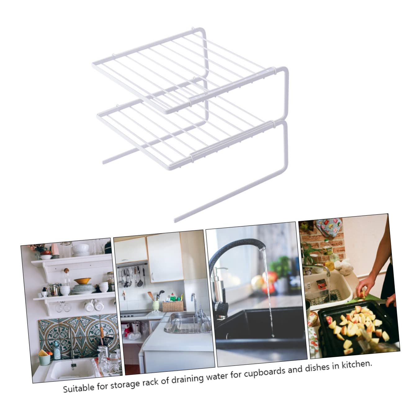PRETYZOOM Estante Organizador de Cocina de 2 Capas de Hierro Blanco