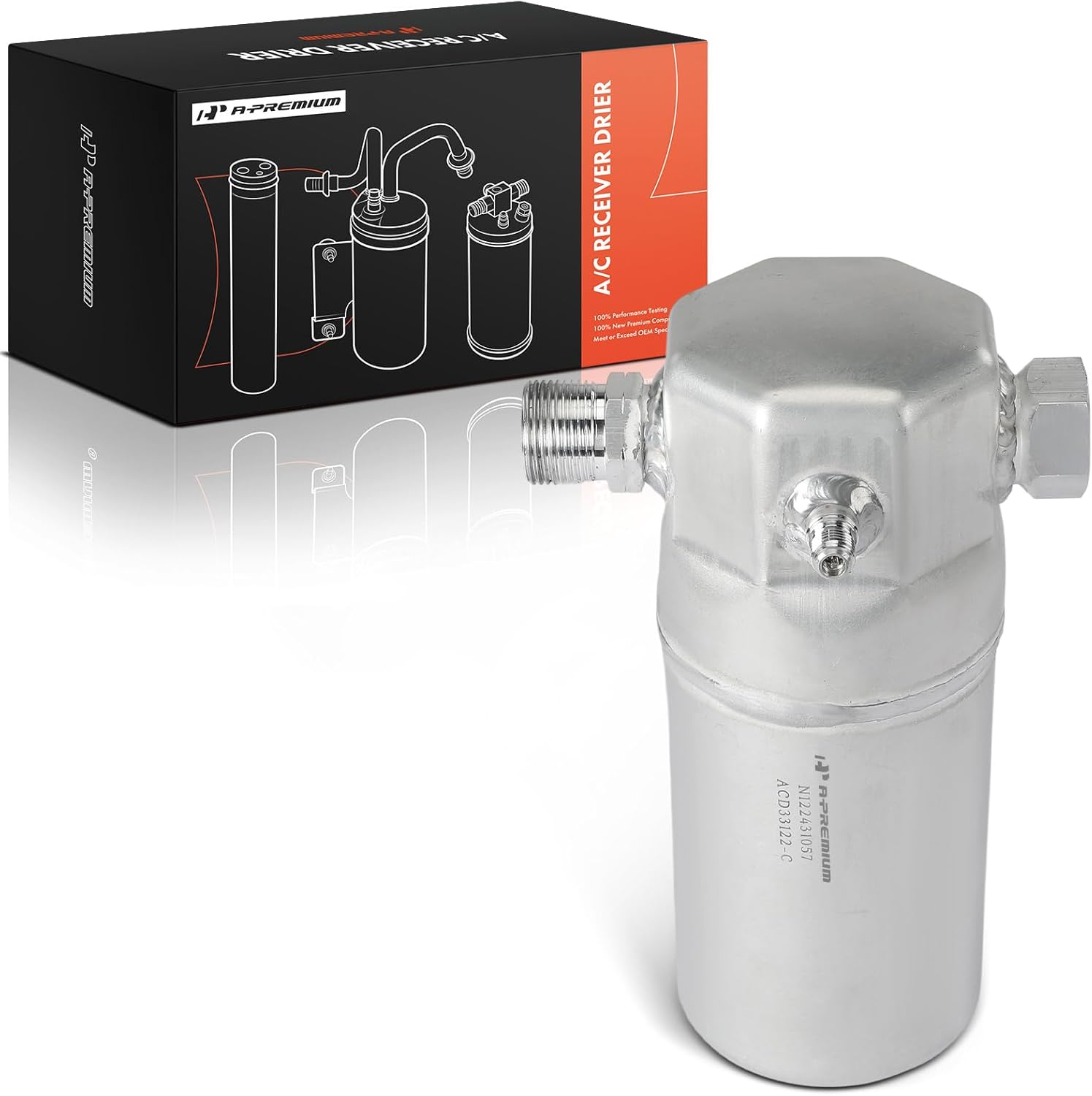 A-Premium Aluminum Air Conditioning A/C Receiver Drier Compatible with GMC Yukon, C1500, C2500, C3500, C3500HD, K1500, K2500, K3500 & Chevrolet Blazer, K1500 K2500 Suburban, 1992-1993, Silver