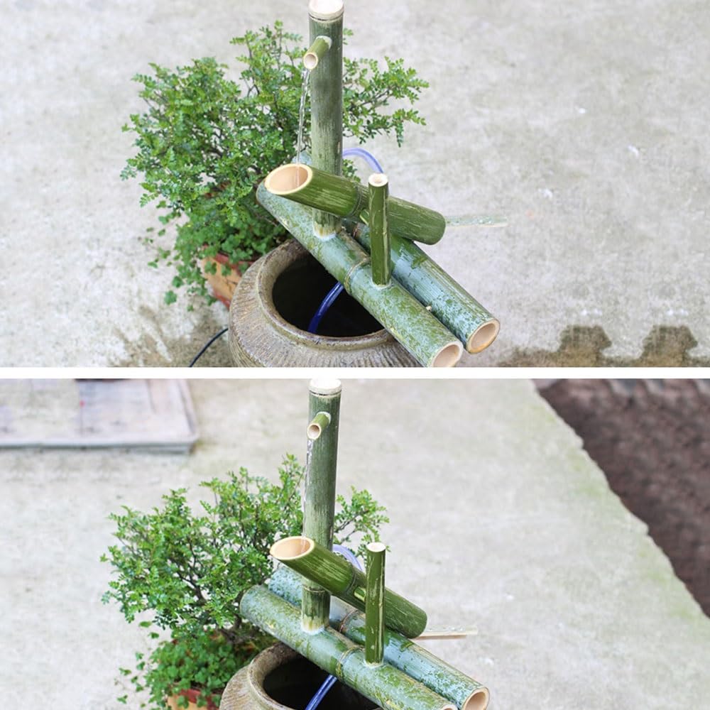 Handgefertigter Bambus-Wasserbrunnen für Zen-Gärten, Teiche und Aquarien
