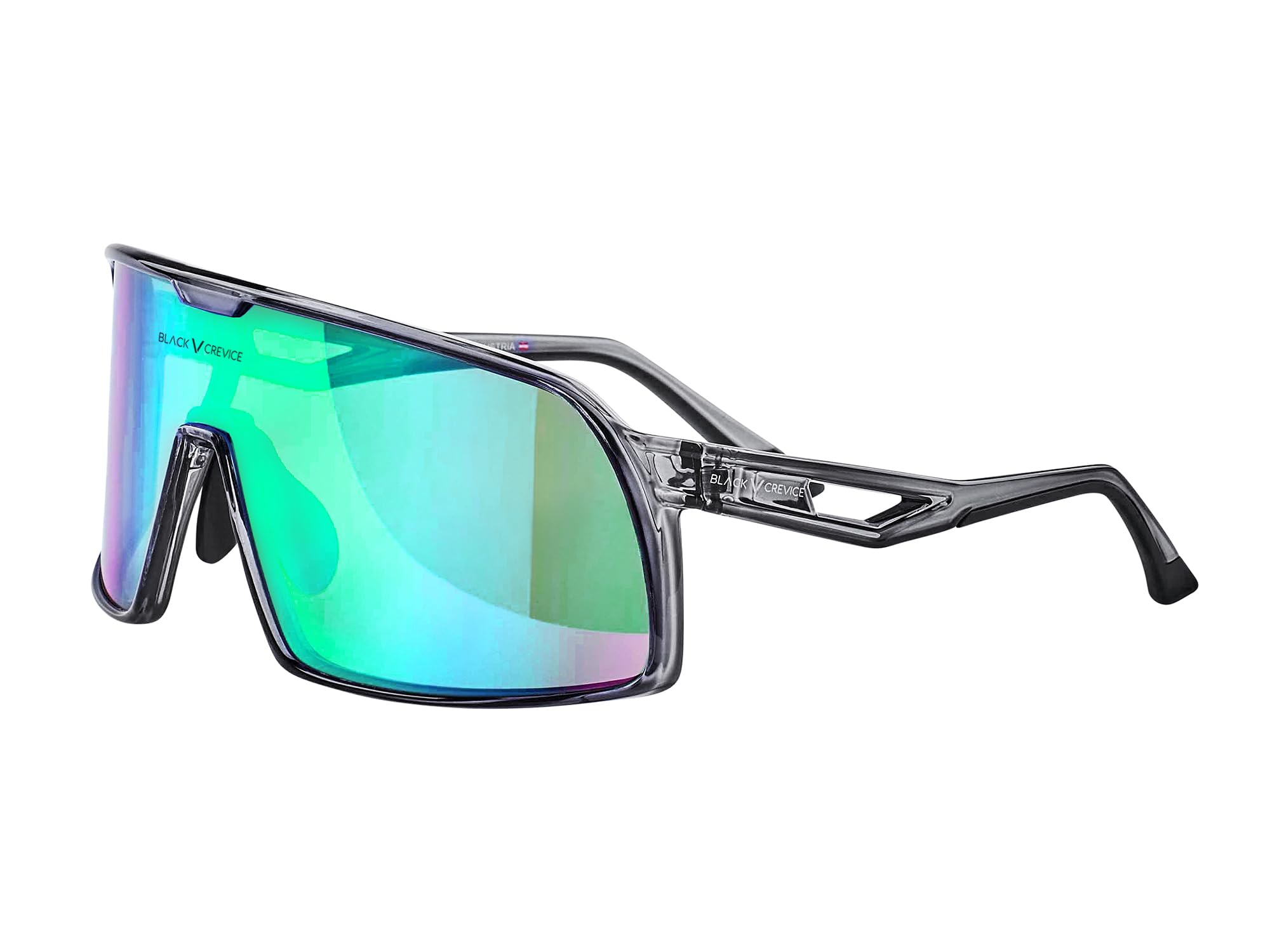 Black Crevice Gafas deportivas negras I Gafas unisex con lentes cilíndricas + funda y bolsa de microfibra I Gafas deportivas con 100% protección UV I Gafas deportivas con almohadillas nasales de goma