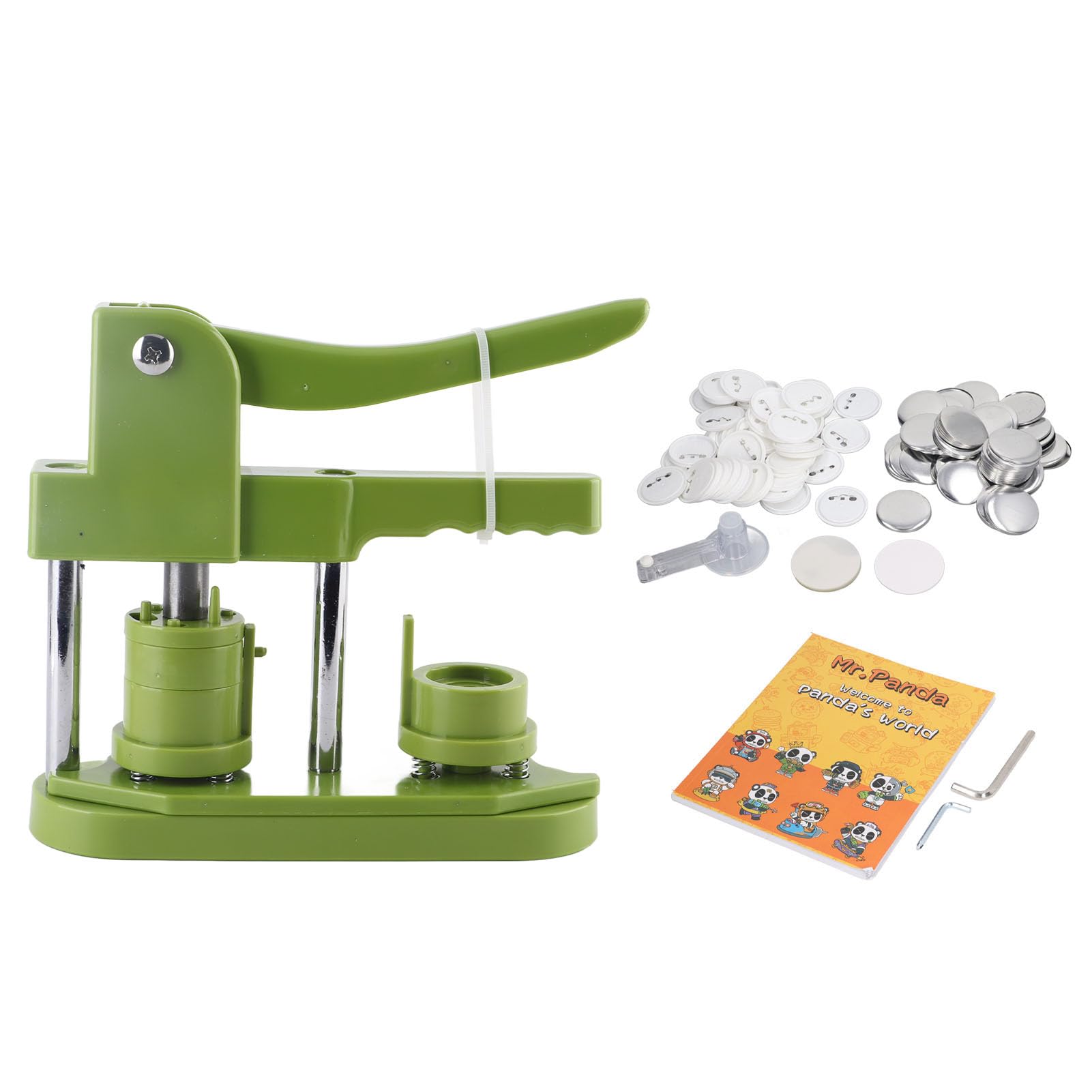 Macchina per Creare Bottoni, Kit Macchina per Creare Spilli in ABS con Parti da 100 Pezzi, Libro con Modelli, Taglierina di Carta, Impugnatura Ergonomica, per Lavoretti con Badge Fai da Te