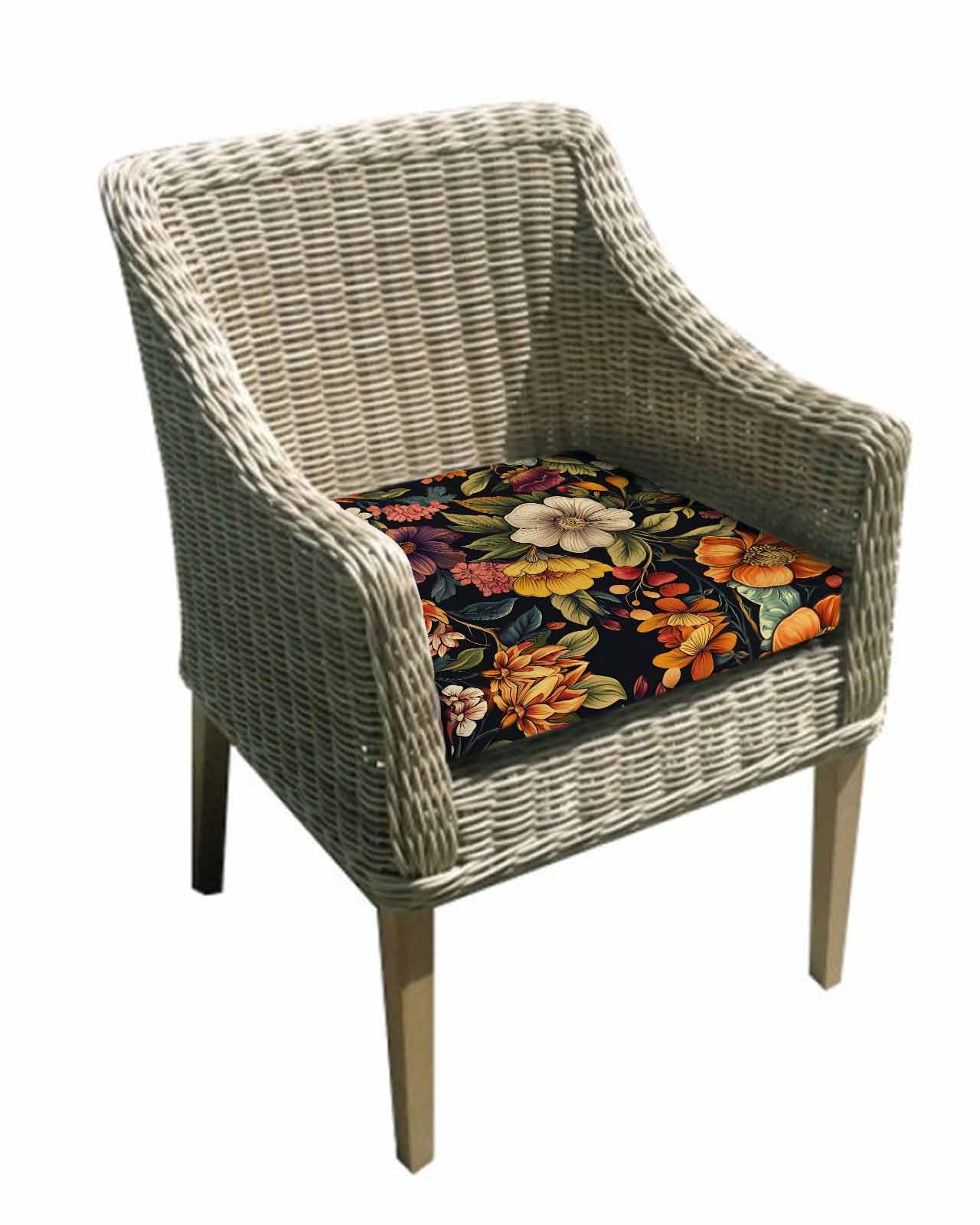 2 Pack Orange Flower Waterproof Cushion Covers with Ties, Outdoor Patio Chaise Lounge Chair Seat Cushion Slip Covers Replacement(Only Cover) Sunflower Watercolor Plant Floral Leaf 24