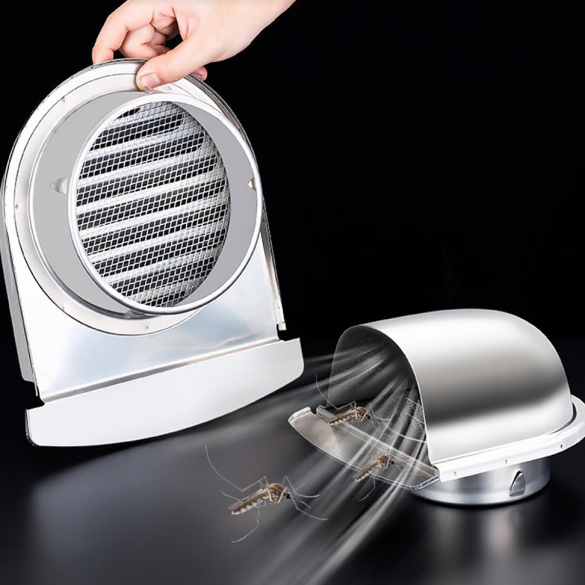Grille de Ventilation U en Acier Inoxydable 150 Mm, Capuchon D'aération Extérieur Anti-pluie et Anti-vent, Déflecteur pour Hotte D'extraction la Cuisine, Ventilation Inox Murale