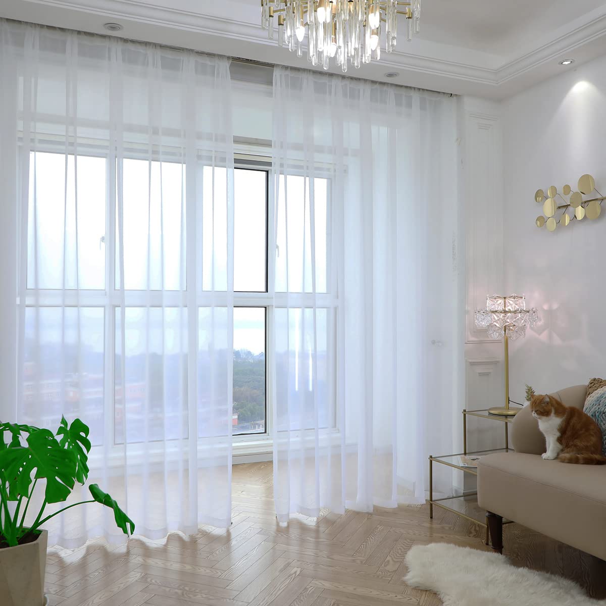PHILEASY Window Sheer Ivory Curtains 63 Inches Long 2 Panels Ivory Sheer Curtains Sheer Curtain Clear Transparent Basic Rod Pocket Panel 15 Colors 10