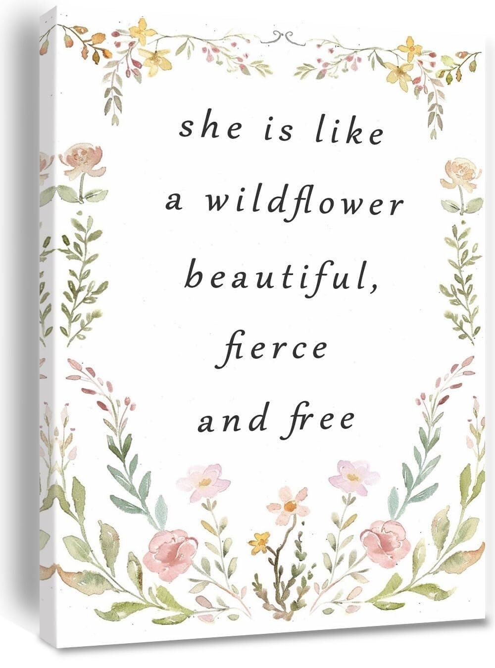 MDBJTCYZN Girls Room Decor Wildflower Poster She is Like A Wildflower Beautiful Fierce and Quote Canvas Wall-Art Nursery Birthday Party