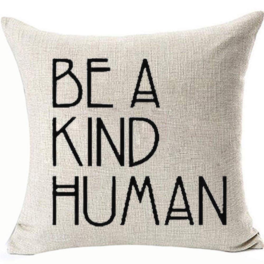 FaceYeeBe a Kind Human Motivational Throw Pillowcases, Pillowcovers 18x18inch, Two Side, Invisible Zipper, Kindness Teacher Theme