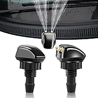 yonwait 2-Pack Universal Front Windshield Washer Nozzles - Dual Hole Straight Spray for Ford, Honda, BMW, Chrysler & More (Black)