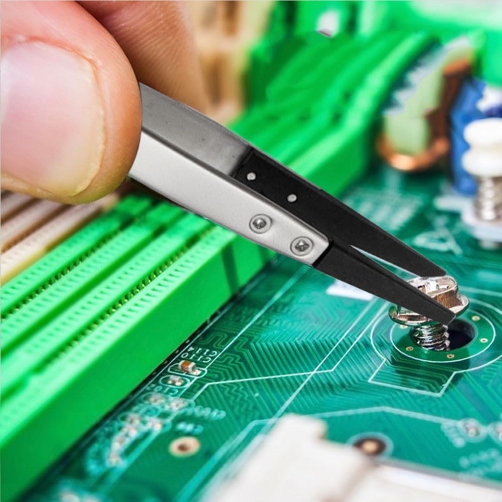 ESD-Safe Tweezers Electronics Repair – Anti-Static Curved & Straight ...