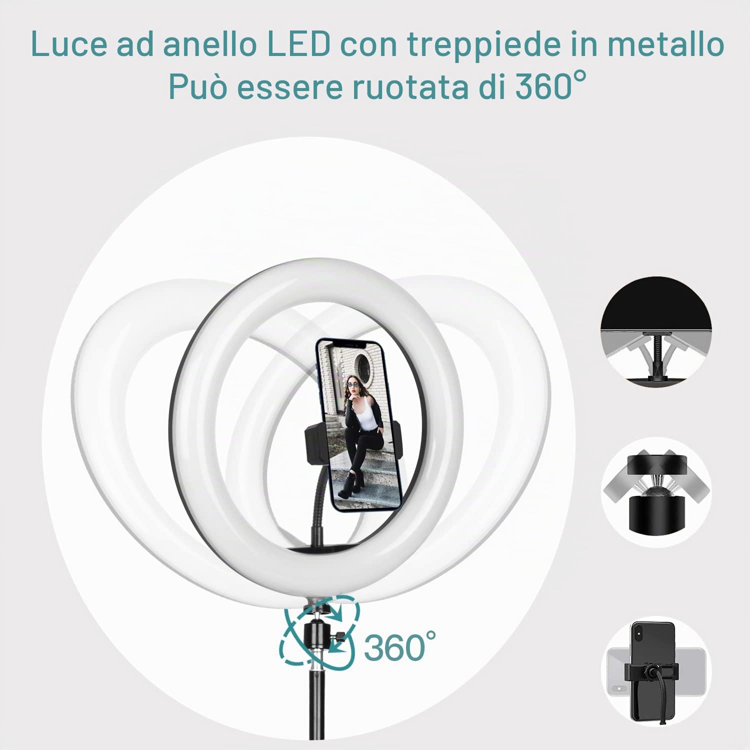 Ring Light Luce ad Anello Led da 10" con Treppiede Luce per Selfie con Telecomando Wireless, con 3 Modalità di illuminazione e 10 Luminosità per Youtube, TikTok, Streaming live, Trucco e video