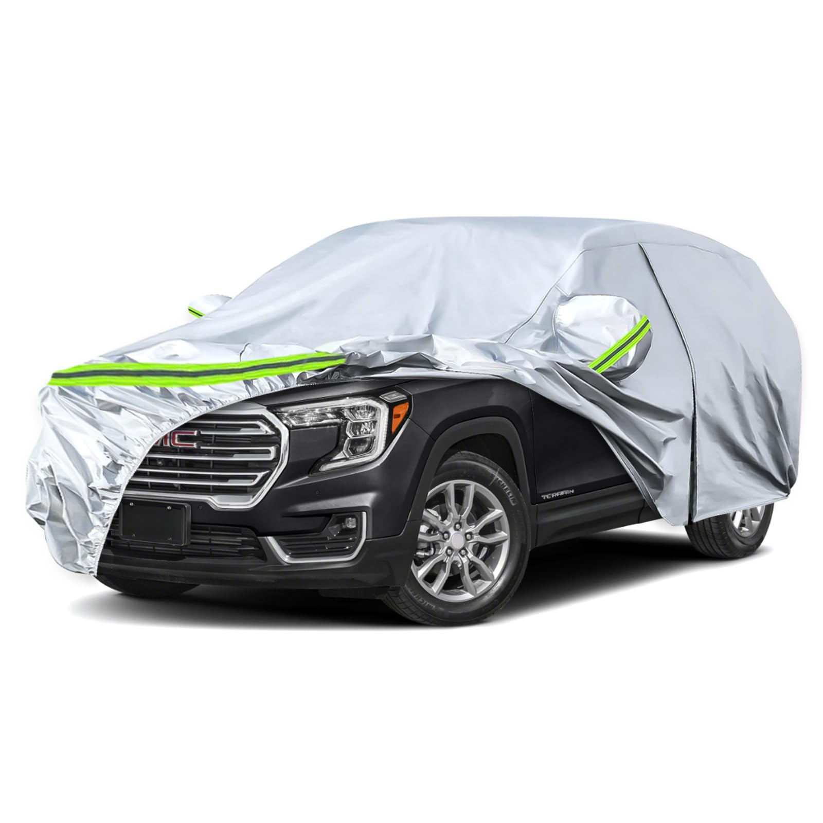 6 Layers Waterproof Car Covers Replace for 2010-2026 GMC Terrain | All Weather Custom-fit Car Cover with Cotton Liner, Zipper Door, Windproof Bands for Snow Rain Dust Protection