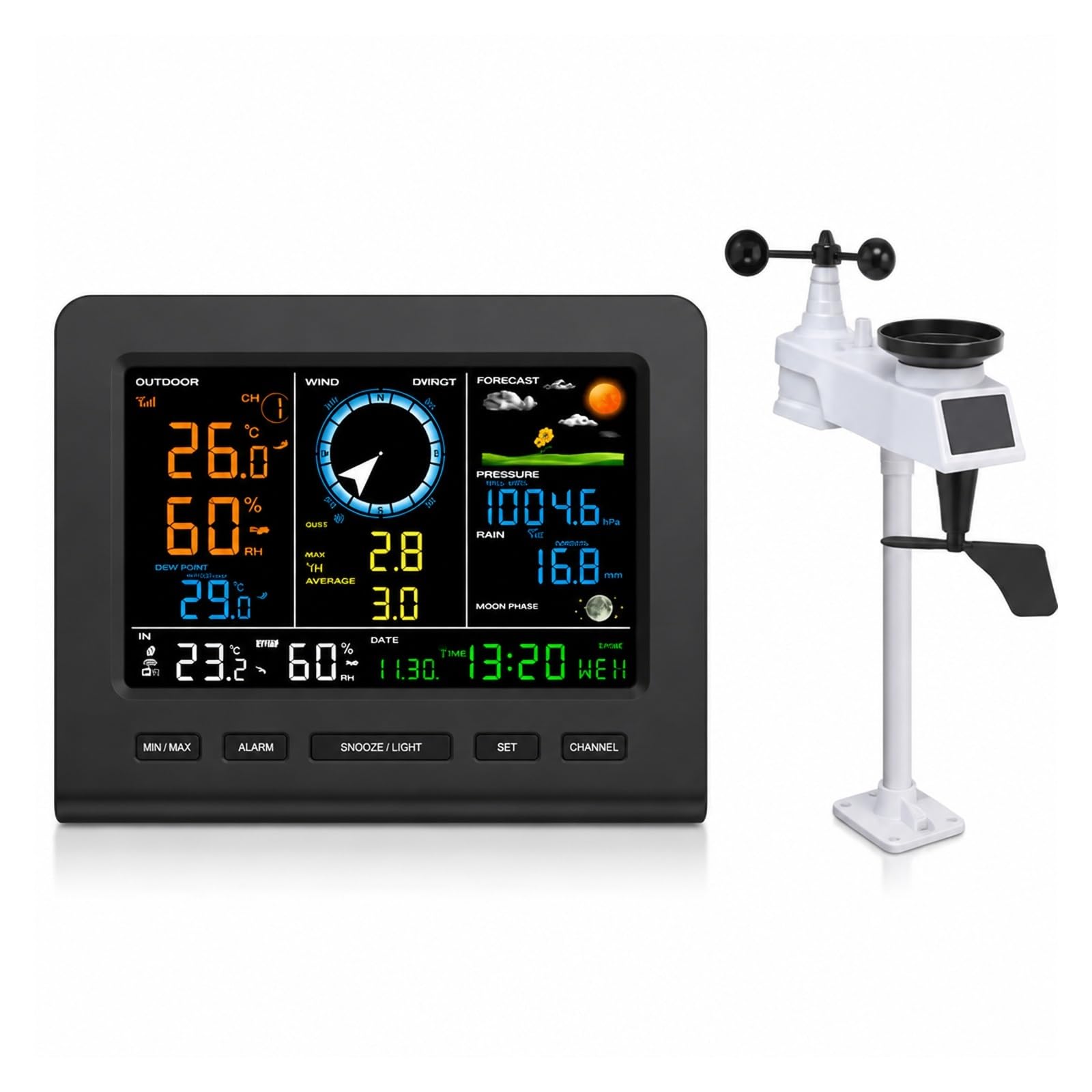 Pluviometro Esterno, Termometro Igrometro LCD Stazione Meteo Smart WiFi 6In1