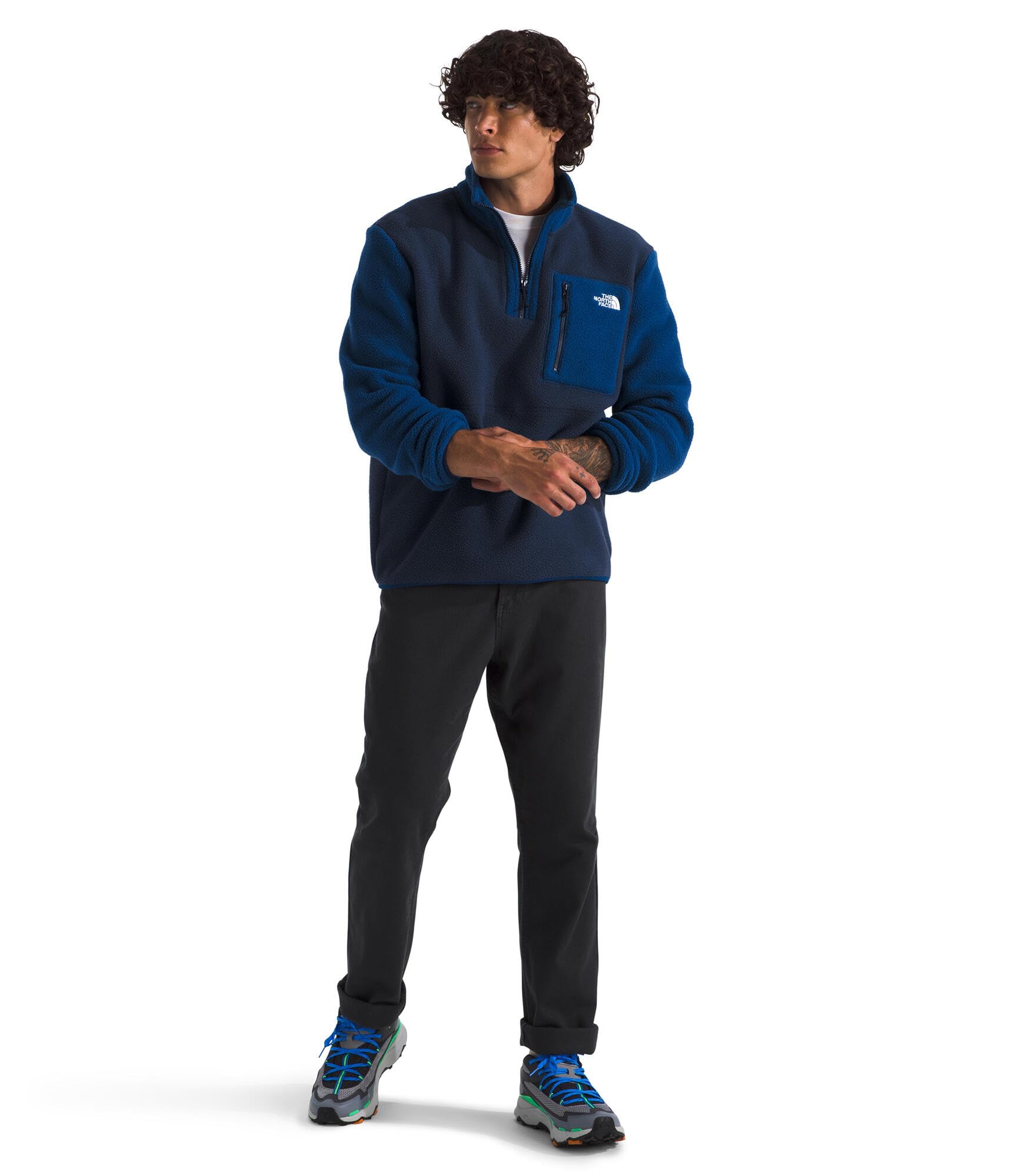 THE NORTH FACE Men's Yumiori Quarter Zip Jacket | Lightweight Fleece Coat With Embroidered Logo, Secure Zip Chest Pocket