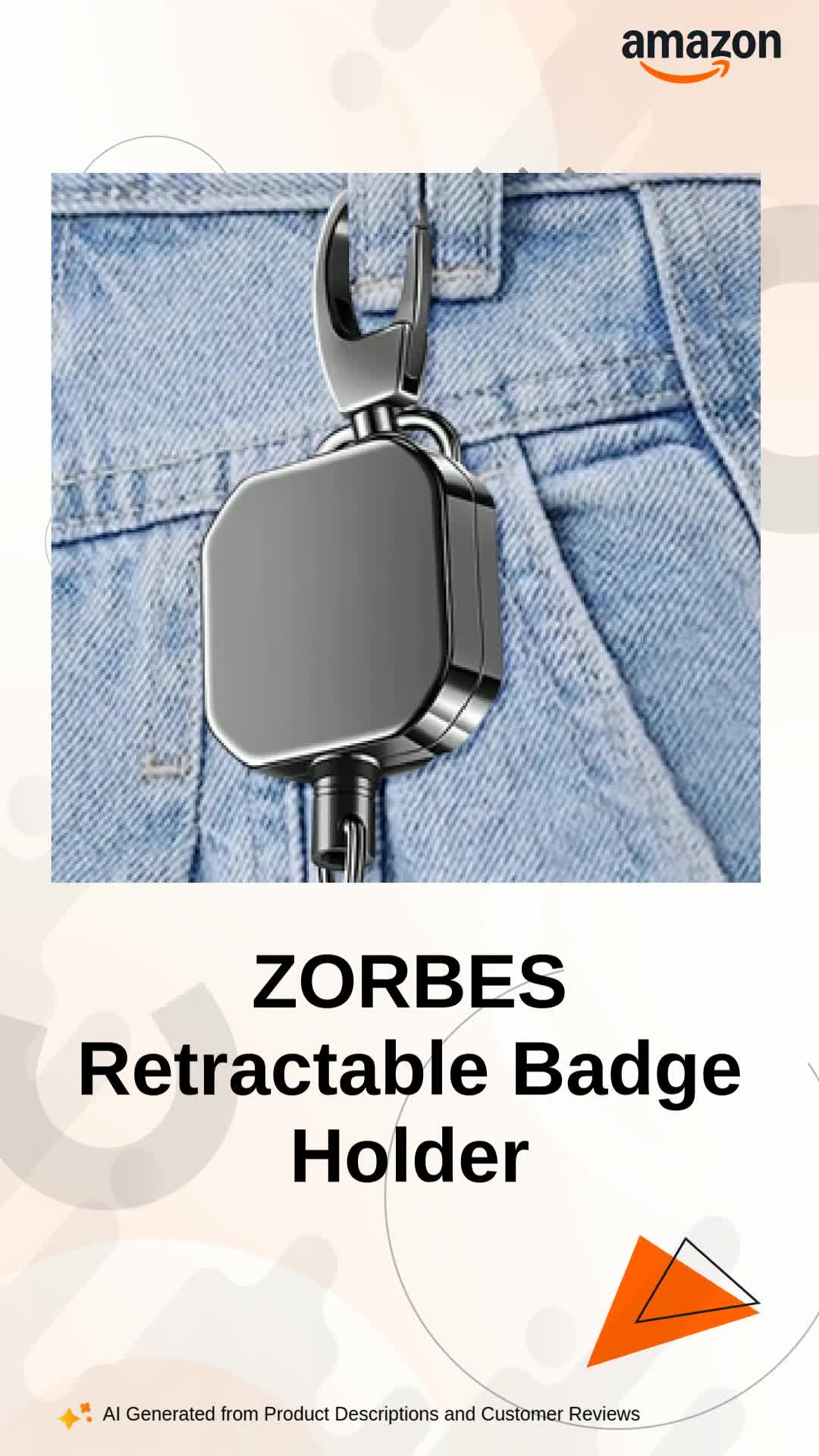 ZORBES® Retractable Id Card Holder, Keychain Badge Holder, Zinc