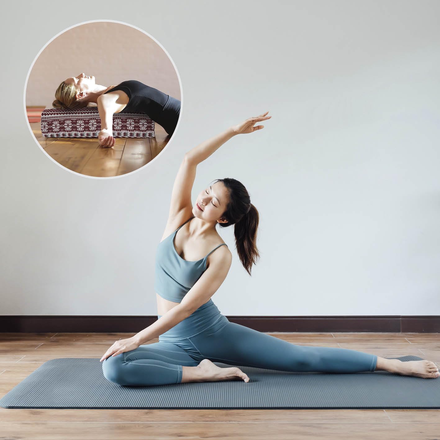 #DoYourYoga Cuscino da yoga "Paravati", 67 cm x 13 cm, imbottito con pupazzo di farro biologico (KBA) o ciotole di grano saraceno biologico (KBA), cuscino da yoga con rivestimento lavabile, cuscino e