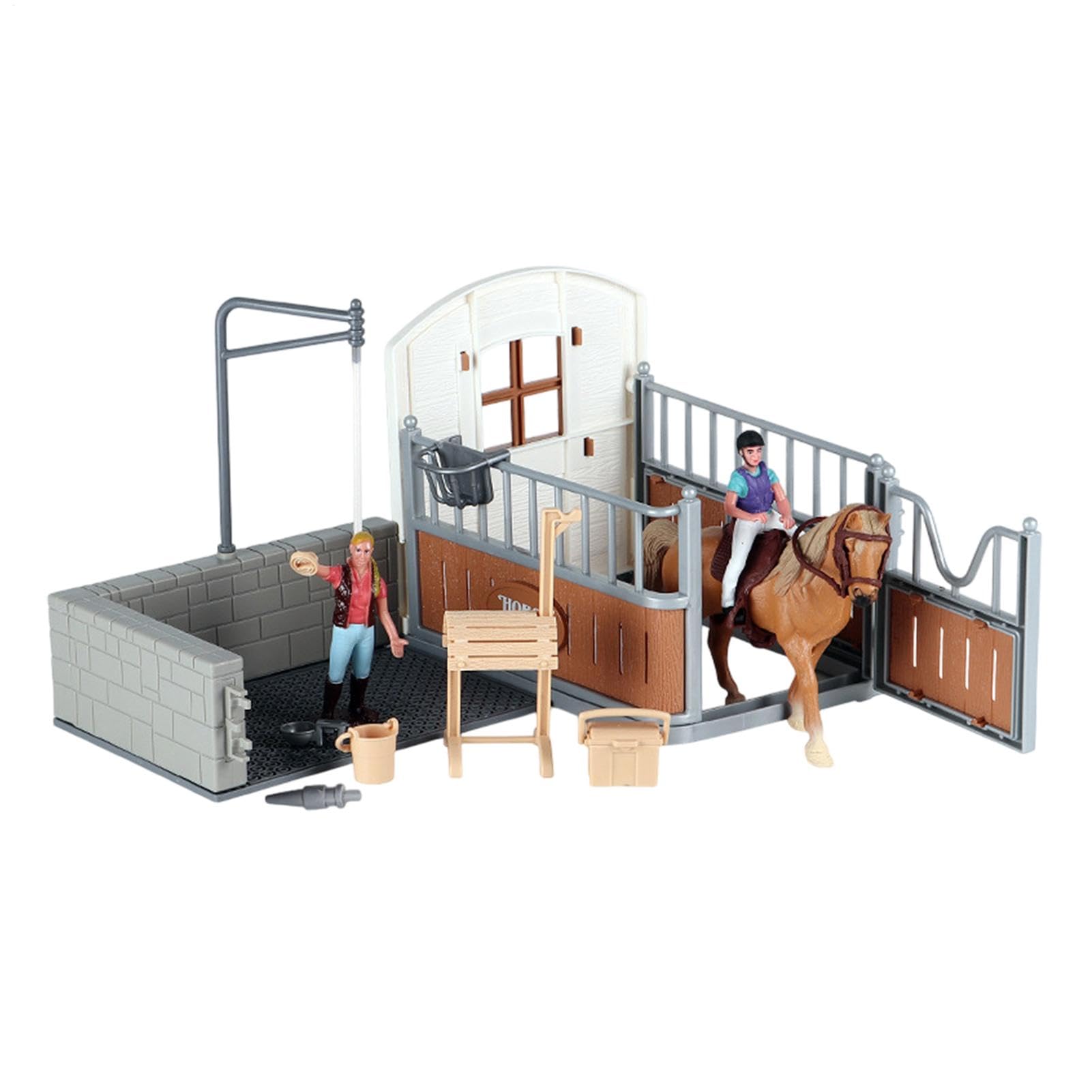 Genérico Juego Estable de Caballos, Modelo Estable de Caballos | Juguetes de Granero Animal de Granja para niñas para niños, Juguetes de Juego de simulacro de simulación para la Pascua, Día del Niño,