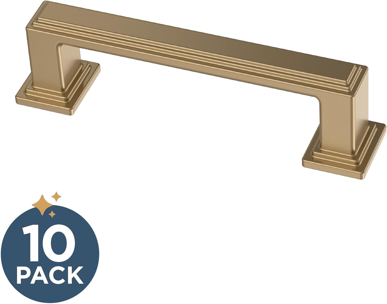 Franklin Brass 10 Pack Champagne Bronze Gold Cabinet Handles 3 inch (76mm) Kitchen Cabinet Handles and Drawer Pulls for Cupboards and Dressers | Stepped
