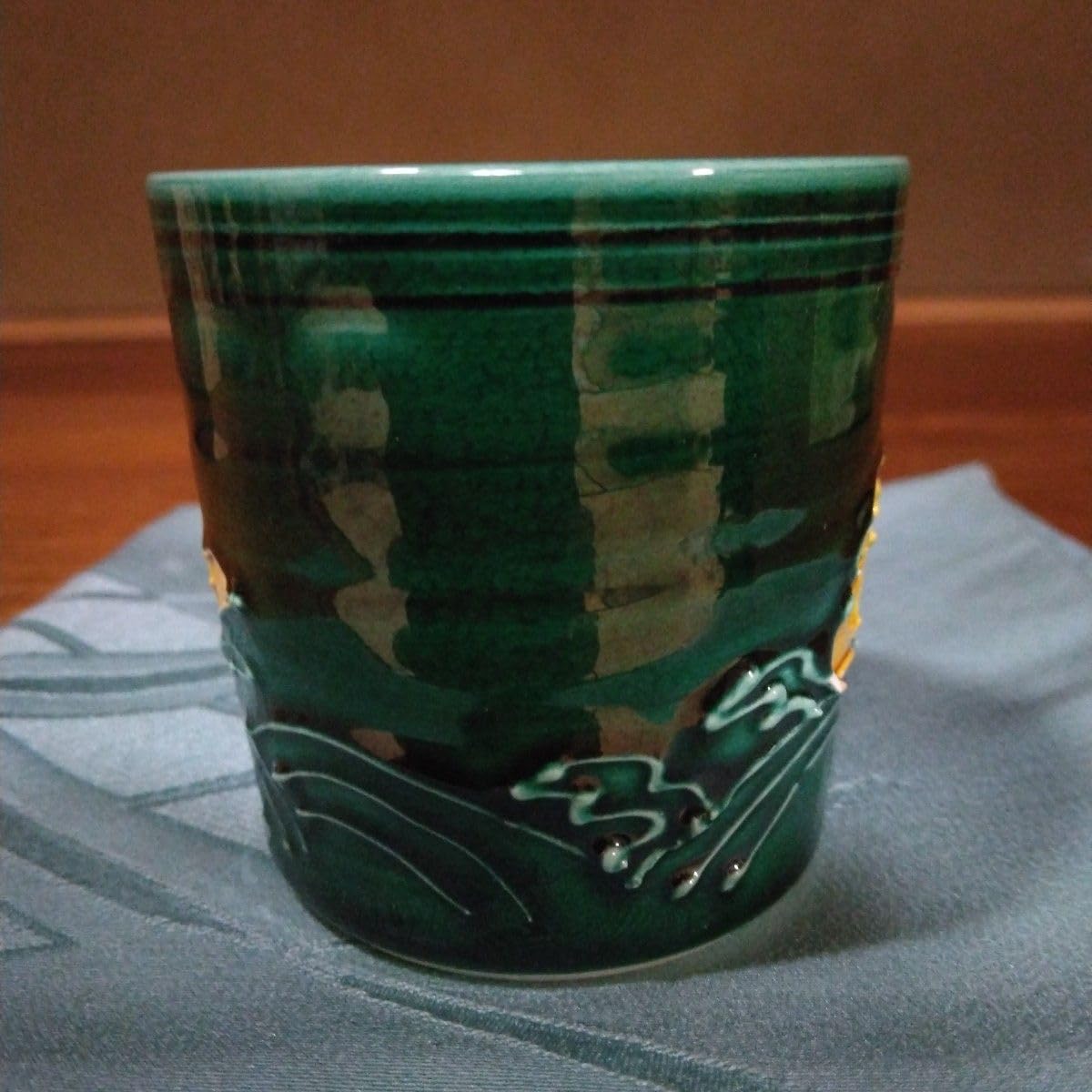 蓋置【交趾荒磯】平安窯 永泉造 茶道具.蓋置. 平安 永泉造 青交趾 荒磯 蓋置 共箱 - メルカリ
