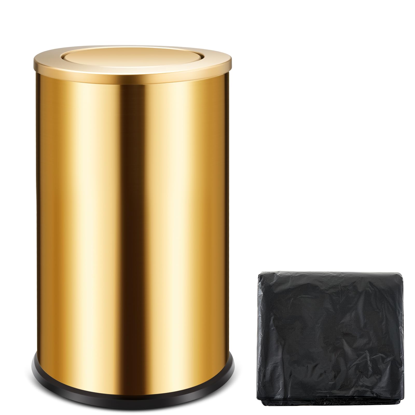 Amazon.com: Reallnaive 18L/4.7GAL Gold Lidded Trash Can with 100