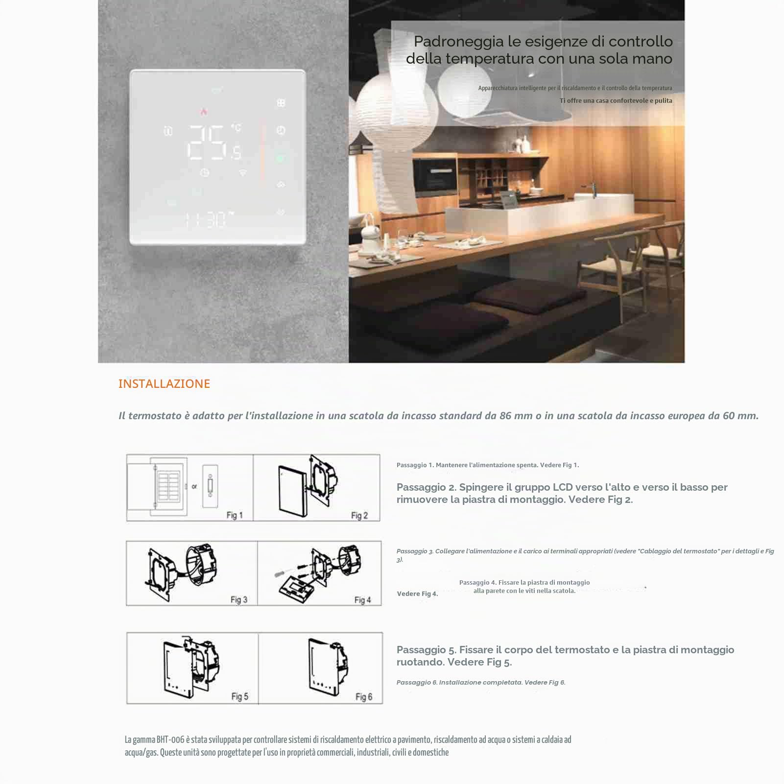 Termostato Intelligente WiFi,Termostato WiFi per Caldaia a Gas,Programmabile,Touch Screen Retroilluminato,Controllo vocale Compatibile con Alexa/Google