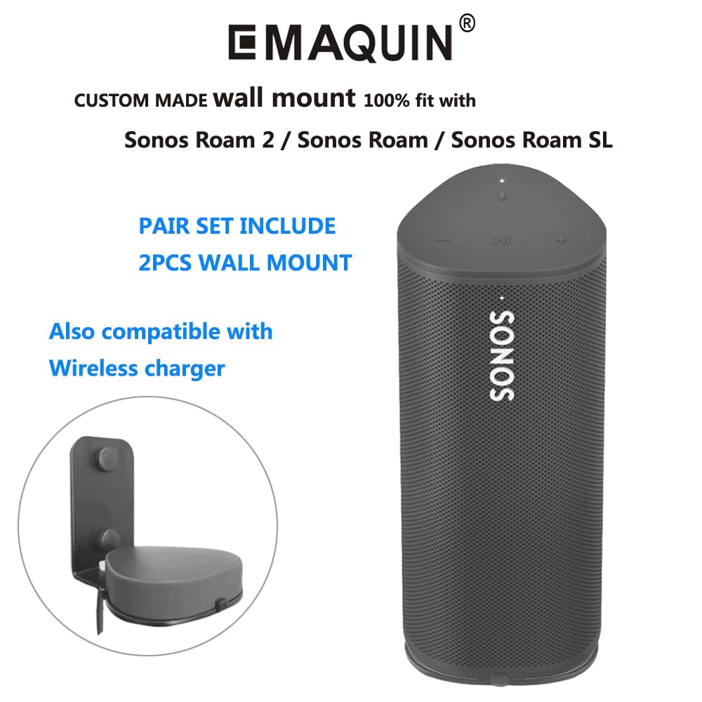 EMAQUIN Wandhalterung Paar(2 Stück) Für Sonos Roam 2/Sonos Roam/Roam SL Lautsprecher(Kompatibel Mit Sonos Roam 2/Roam/Roam SL,Wandhalterung-Paar,Schwarz - View #10