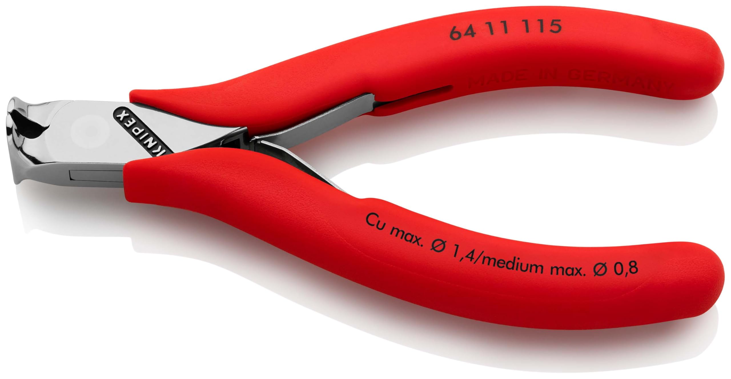 KNIPEX Alicate de corte frontal para electrónica con fundas de plástico antideslizantes 115 mm, 64 11 115 | Con empuñaduras de plástico antideslizantes