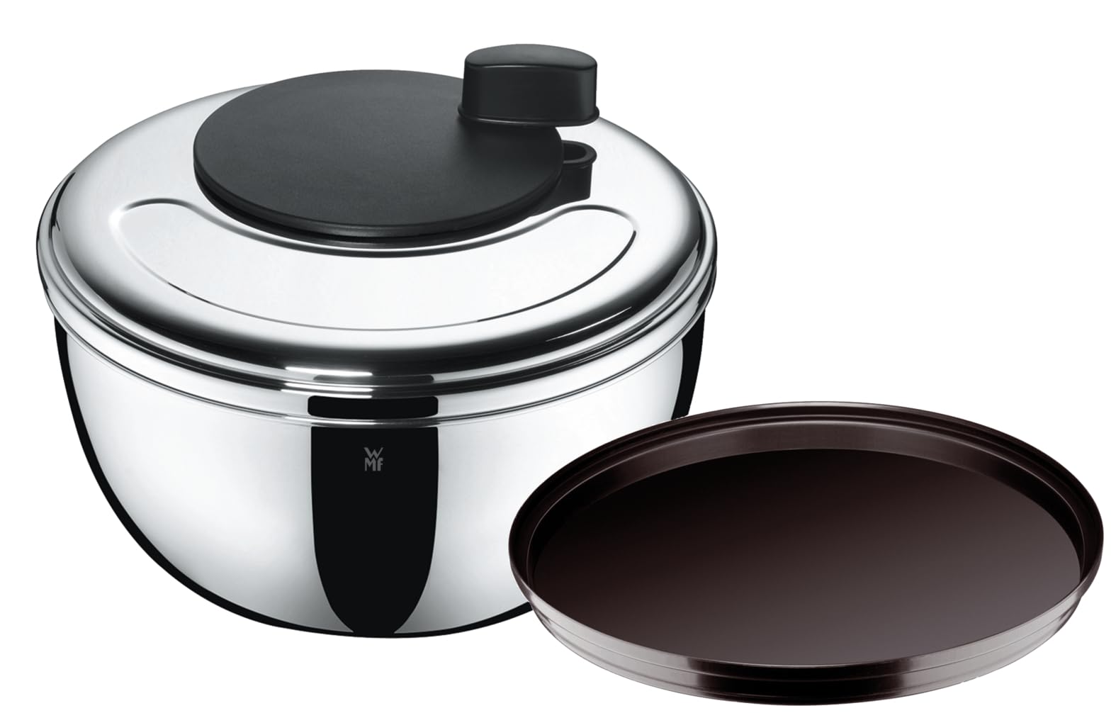 WMF Gourmet - Centrifugadora para Ensalada 25,4 cm, Acero Inoxidable Mate con Tapa, Apto para Lavavajillas