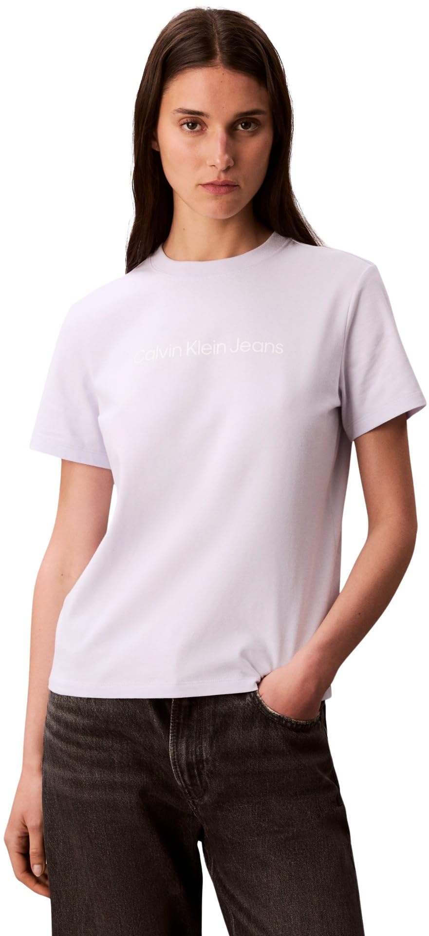 Calvin Klein Damen T-Shirt Kurzarm Logo Classic Regular Fit