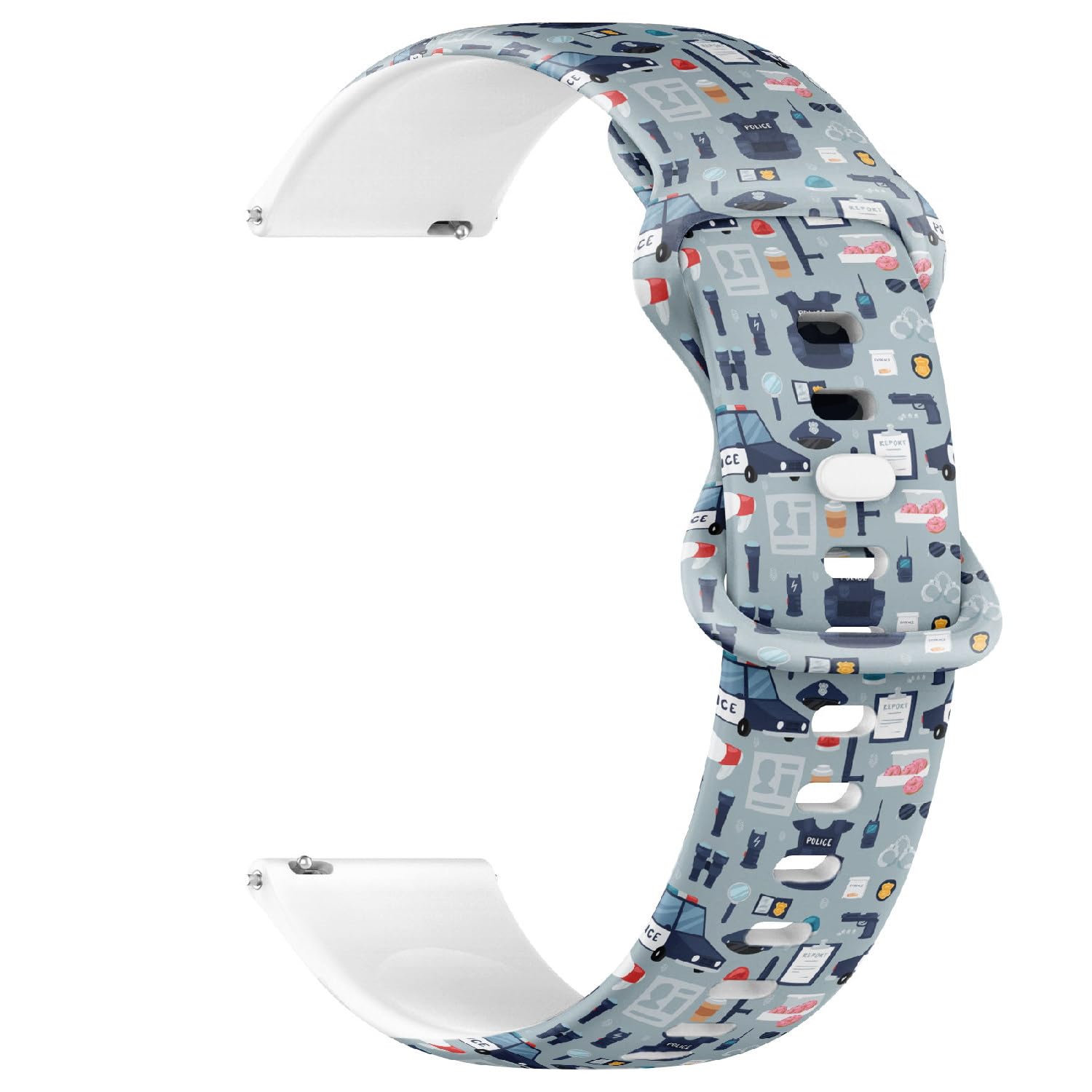 Compatible with Garmin Fenix 7/7 Pro, Fenix 6/6 Pro, Fenix 5/5 Plus, Epix (Gen2) / Epix Pro (Gen2), 22mm Sport Watch Band (Police Policy Signs Policeman) Silicone Soft Strap Bracelet