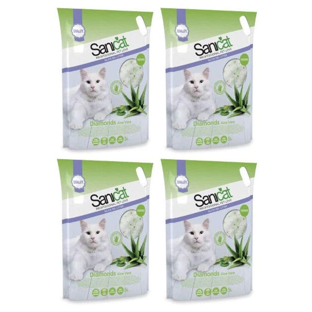Sanicat Professional Pet Love Diamonds Aloe Vera Cat Litter 5 Litre (4 Pack)