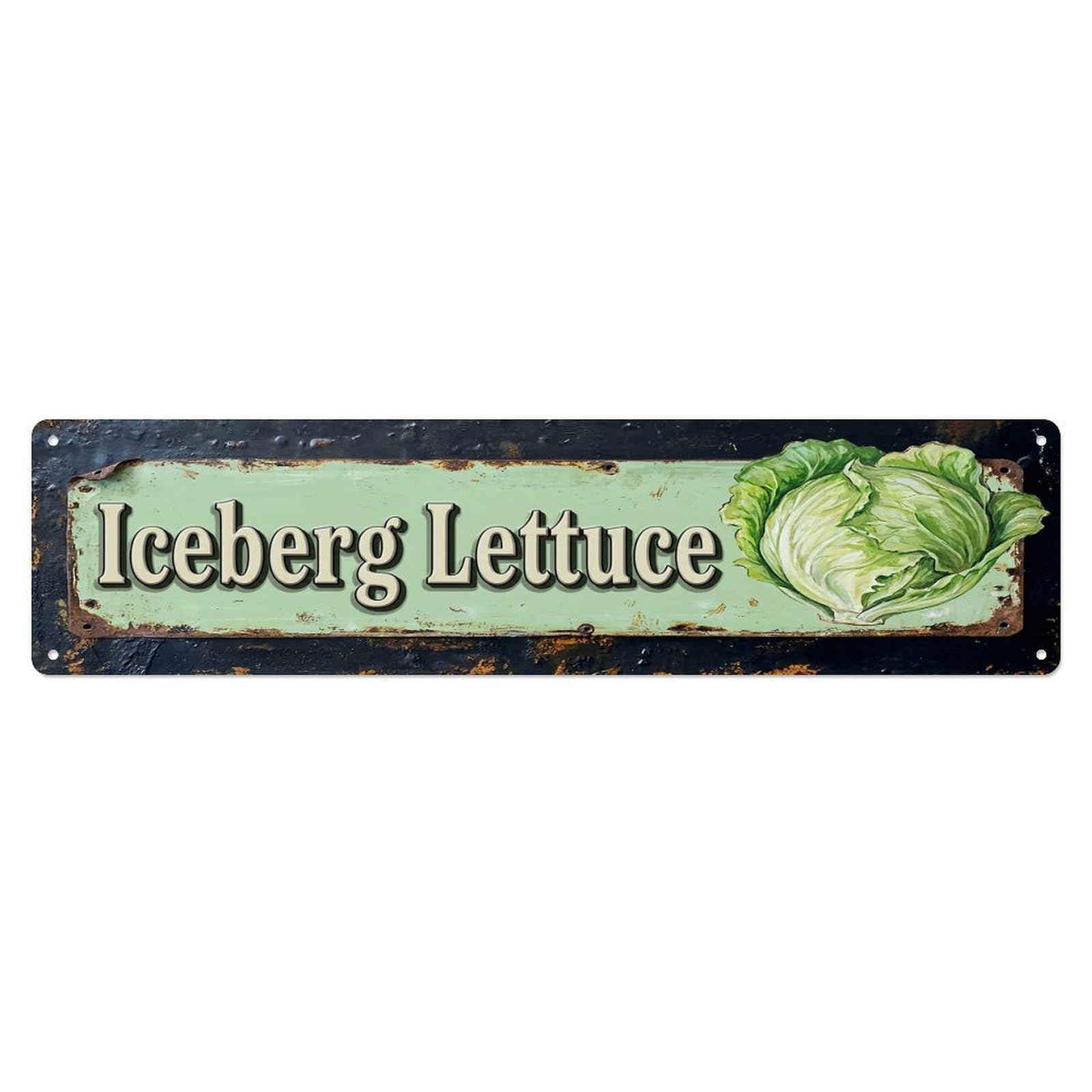 Vintage Iceberg Lettuce Crunchy Farmhouse Metal Tin Sign
