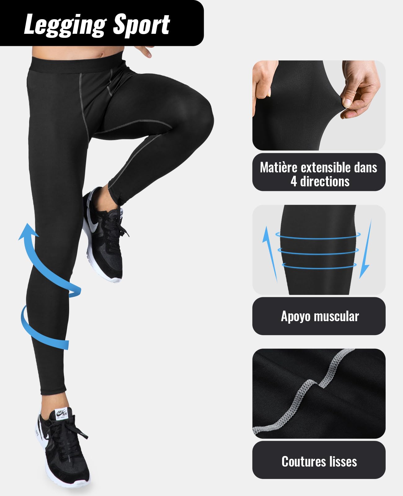 Niksa Ensemble Compression Homme Tenue Sport Fitness Vêtement Running Tee Shirt Compression Legging Sport Short Running
