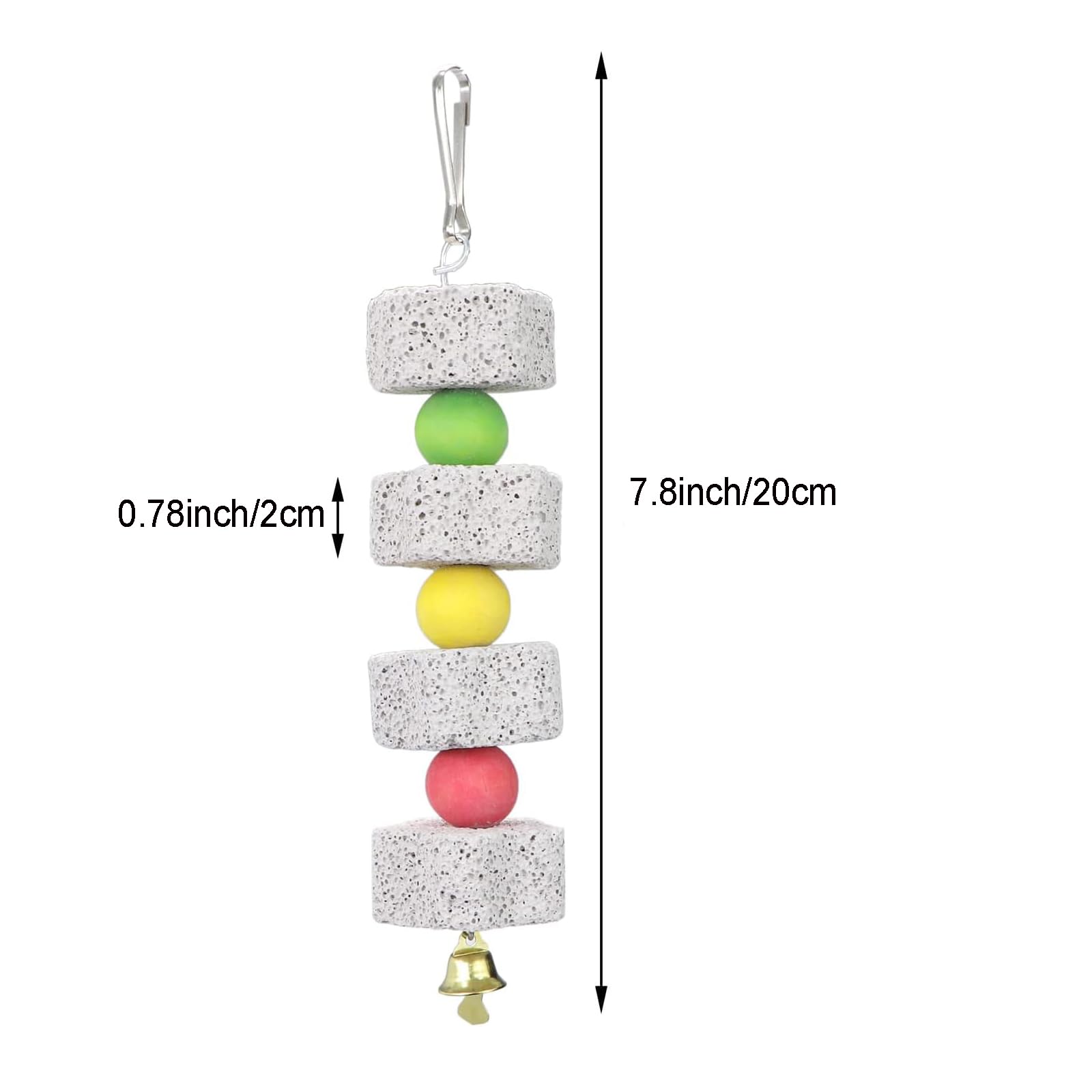 2Pcs Parrot Bird Chewing Toy, Bird Beak Grinding Stone with Bell, Lava Block Calcium Supplement Food for African Greys Amazon Conure Eclectus Budgies Parakeet Cockatiel Hamster Chinchilla Rabbit