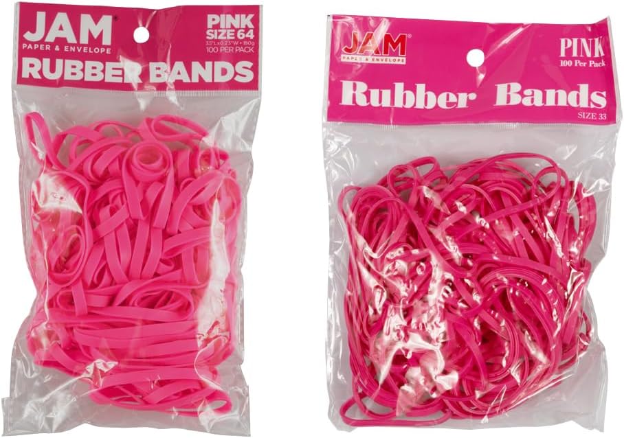 JAM PAPER Durable Rubber Bands - Size 107 - Black Multi-Purpose Rubberbands - 50/Pack