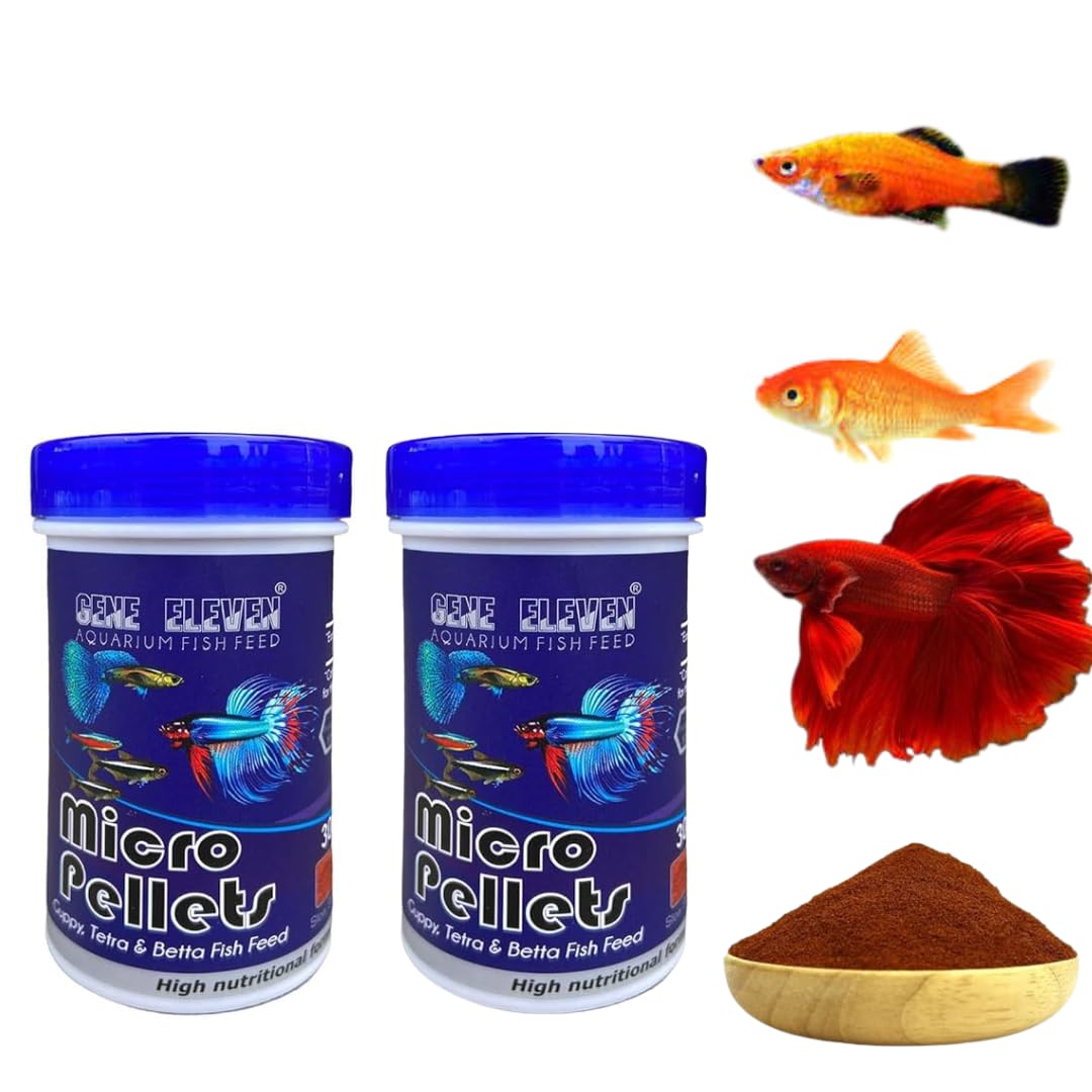 SANSEFERO Premier Plants Aquarium Fish Food Micro Pellets Slow Sinking Fish Food for Gupp, Tetra, Barb and Betta Feed with 46% Protein (30 Gram 0.6 mm) Pack of 2,All Life Stages