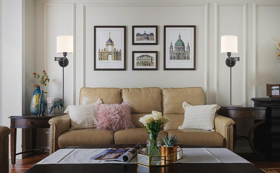 Miniatura 11 de Apliques de pared enchufables con control remoto, atenuación del 10% al 100% y colores ajustables 2700K-6500K, cable duro o enchufable, lámpara de