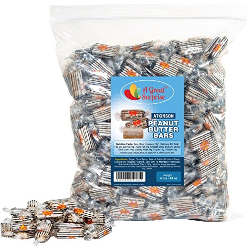Atkinsons Peanut Butter Bars - Peanut Butter Bars Candy - Bulk Candy, 4 LB Party Bag, Family Size