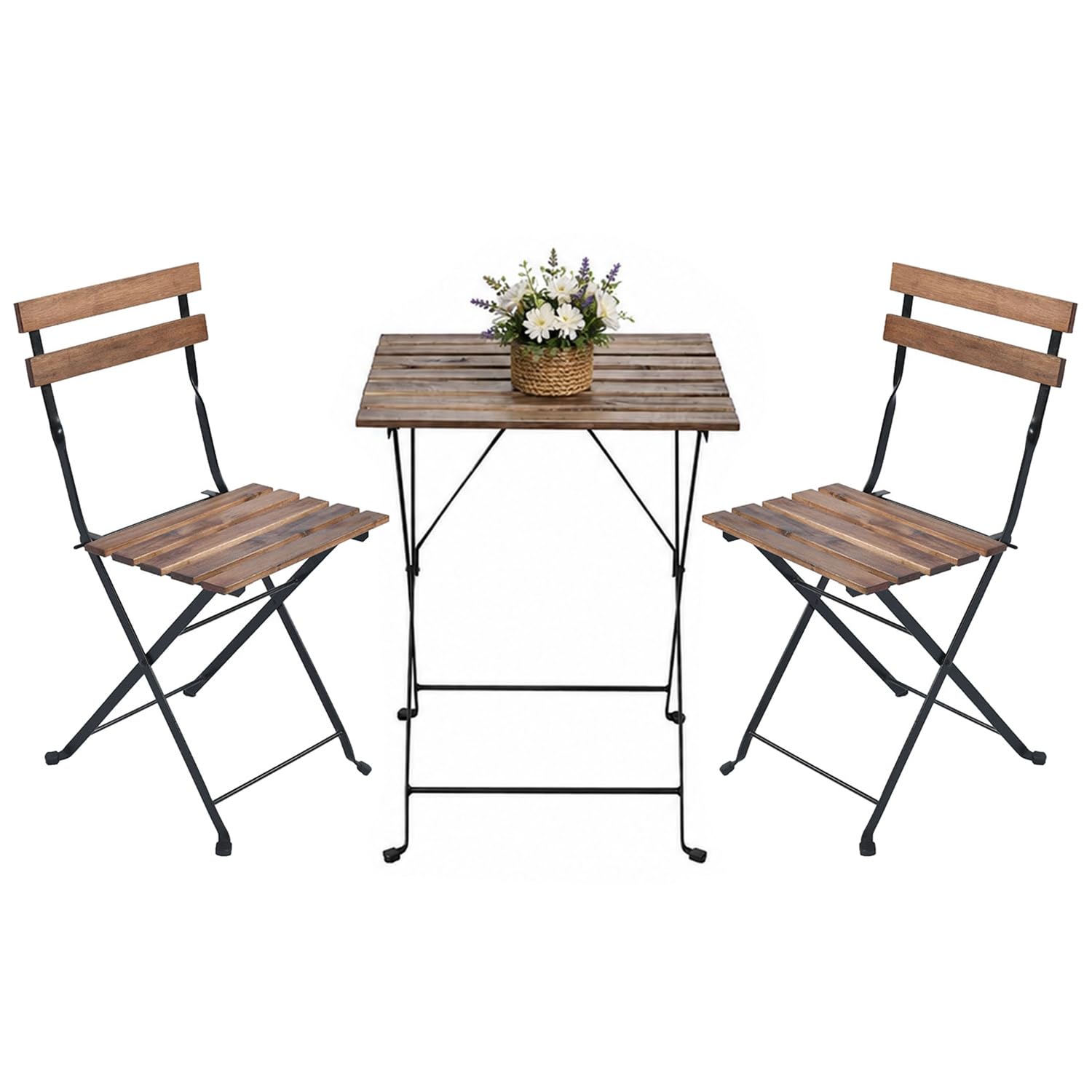 Brigros Set Bistro Tavolino + 2 Sedie Acacia Marrone